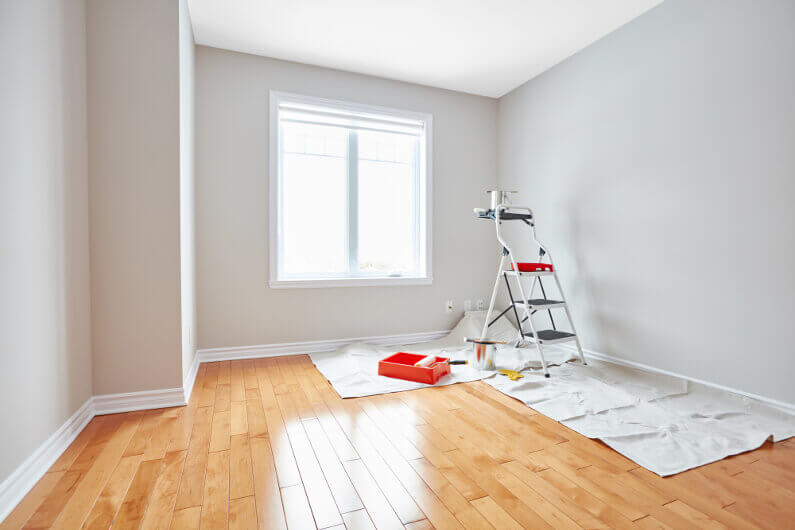 Interior of a house being painted
